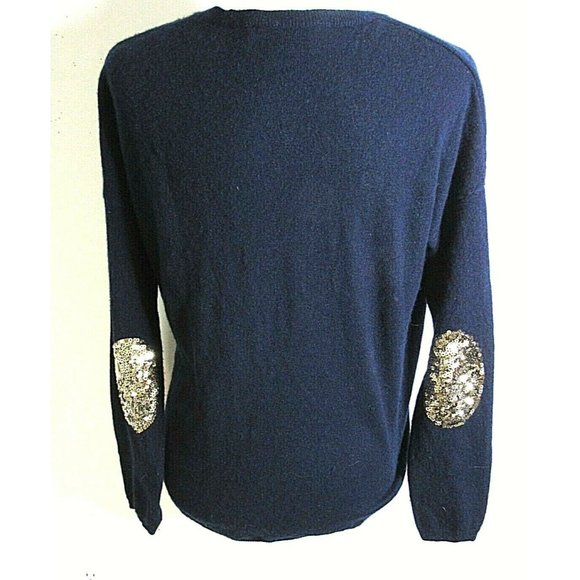 WYSE LONDON Navy Cashmere w/Gold Sequins Sweater - Picture 2 of 6